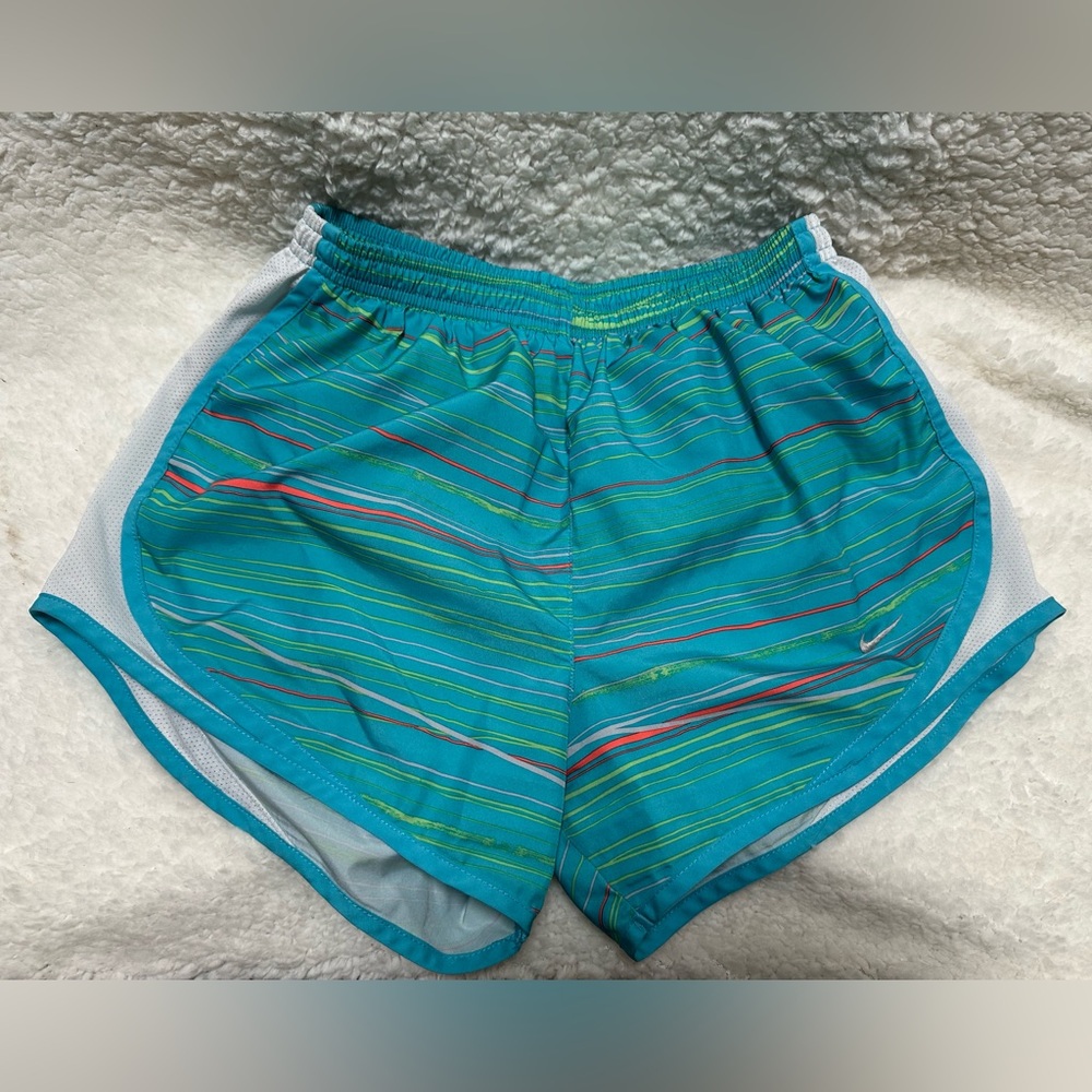 Nike Dri-Fit Tempo Running Shorts, Lined, Small Turquoise w/Stripes